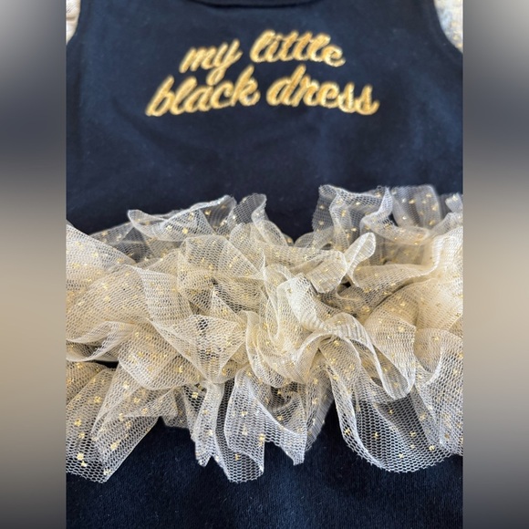 Baby Essentials My Little Black Dress Tutu Bodysuit Onesie Size 9M Embroidered - Picture 7 of 9